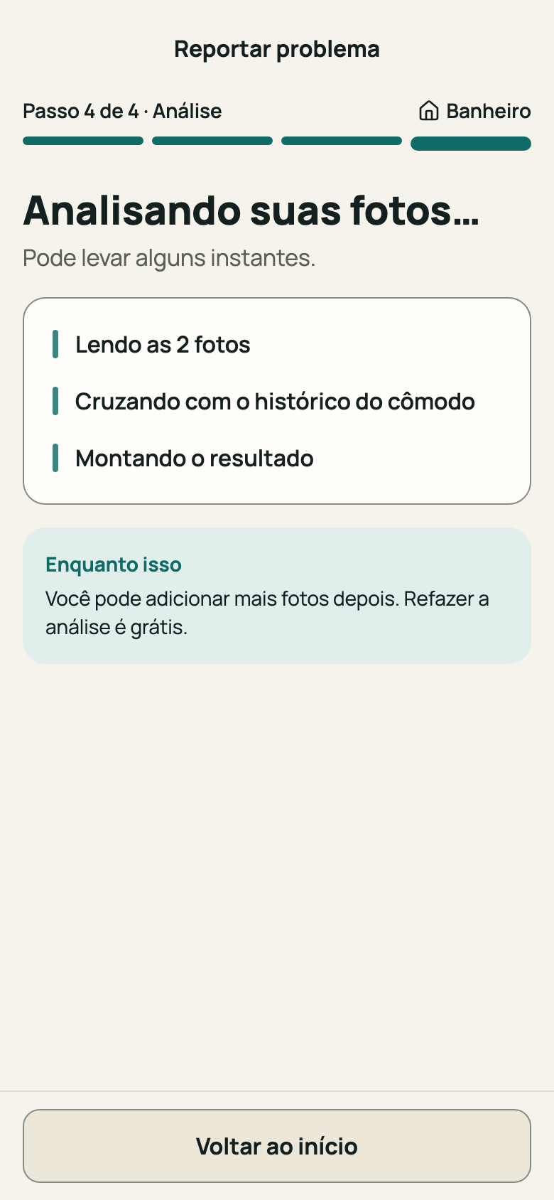 Tela “Analisando suas fotos…”