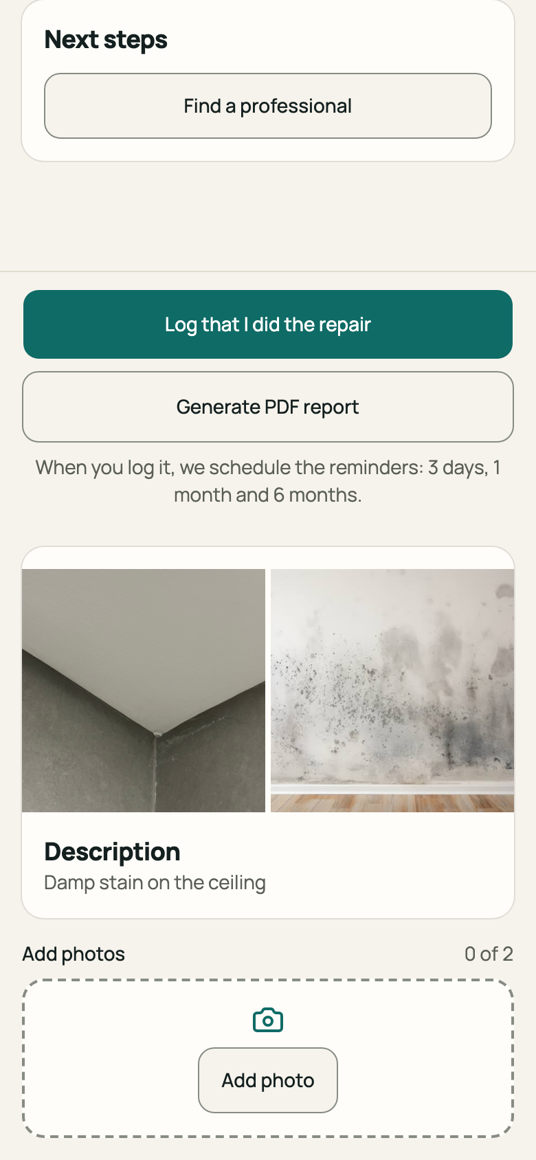 “Generate PDF report” button