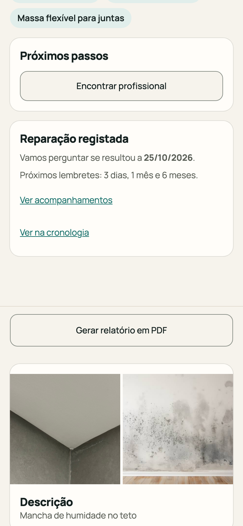 Confirmação «Reparação registada»
