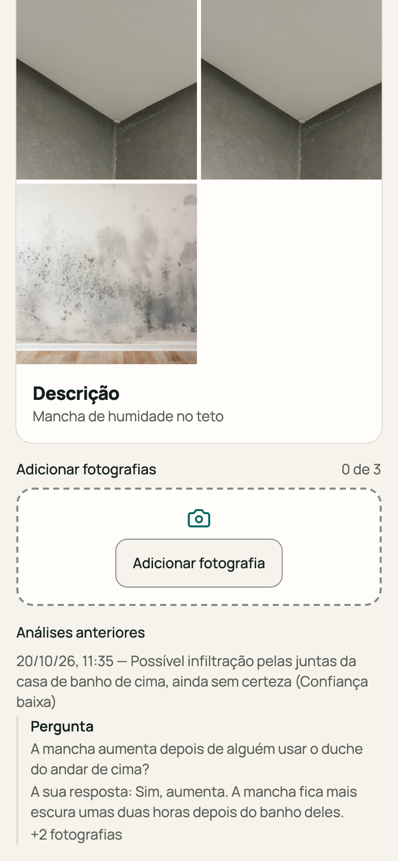 Lista «Análises anteriores»